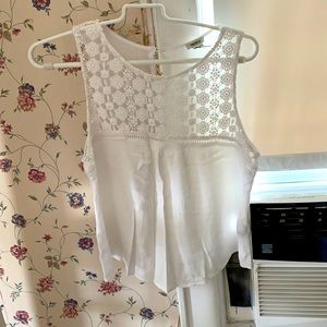 Tank top white floral lace